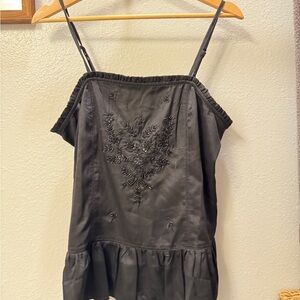 Express Black Floral Embroidered Camisole